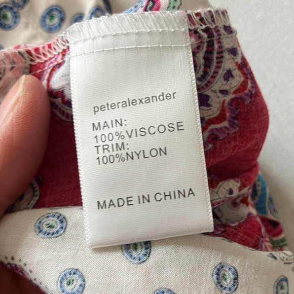 Peter Alexander Cream, Red & Blue Patterned Satin Robe - Picture 3 of 10